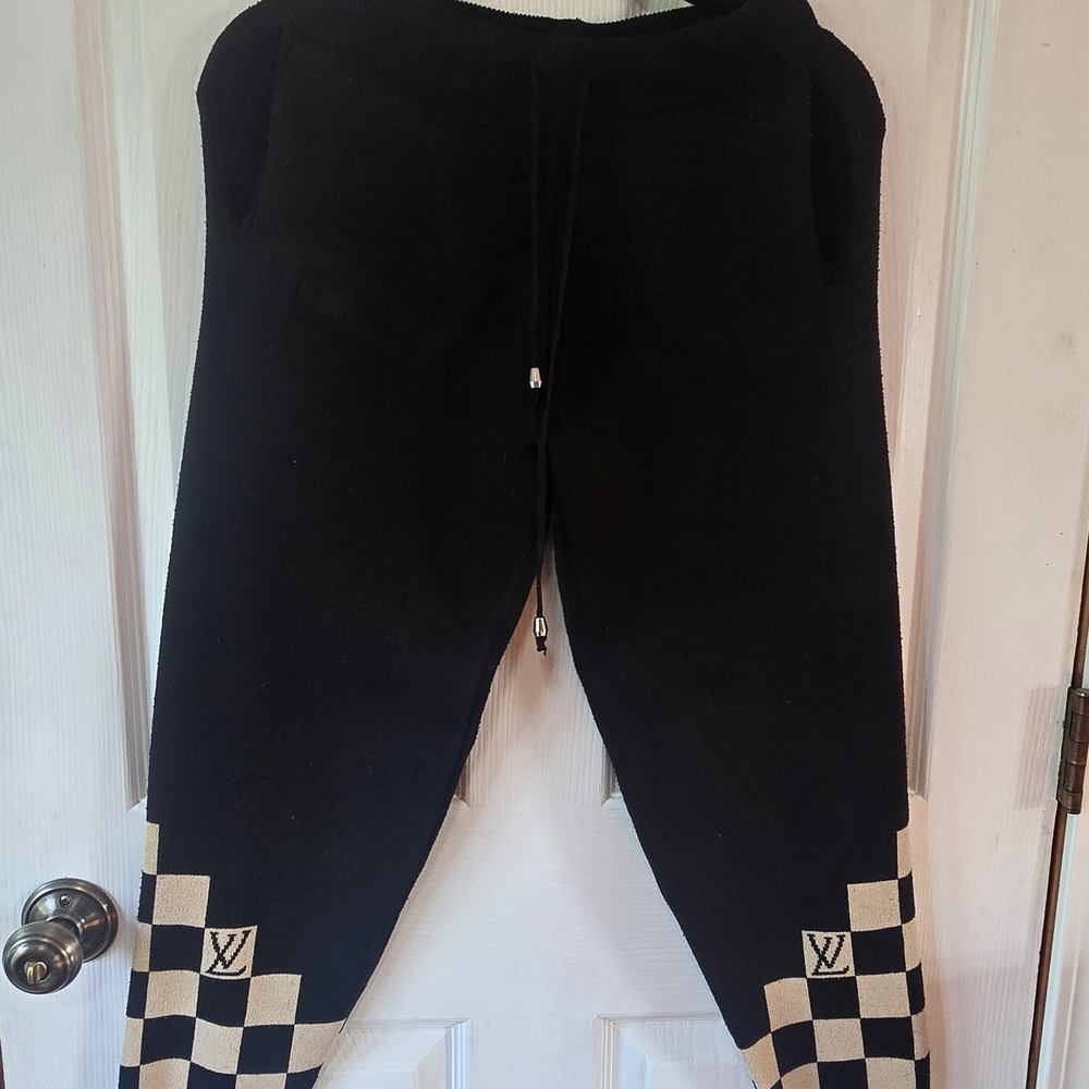 Louis Vuitton Black and Tan Checkered Joggers
